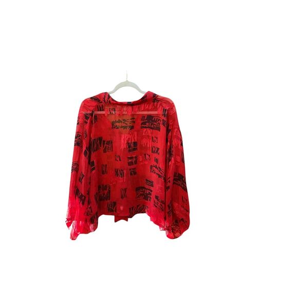 Chicco women's red sheer shirt with black accents Sz 3 - Picture 2 of 3